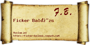 Ficker Balázs névjegykártya